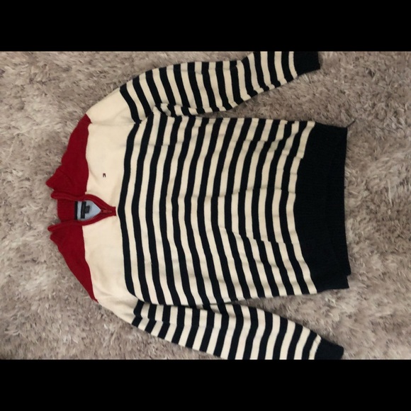 Tommy Hilfiger Sweater Red Blue & White Stripes - Picture 2 of 7